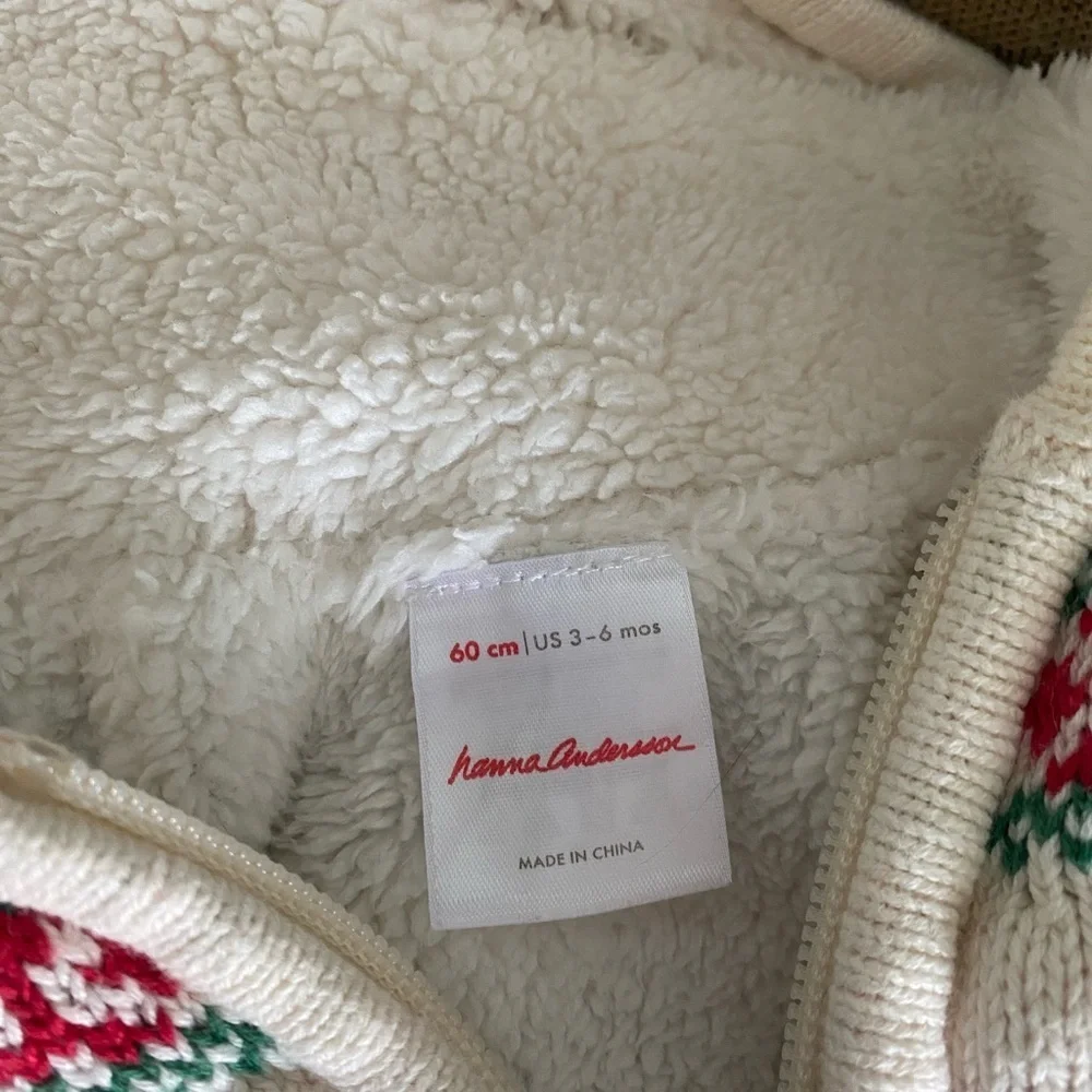 Hanna Anderson Holiday Christmas Hooded lined Jacket Fair Isle - Picture 3 of 9